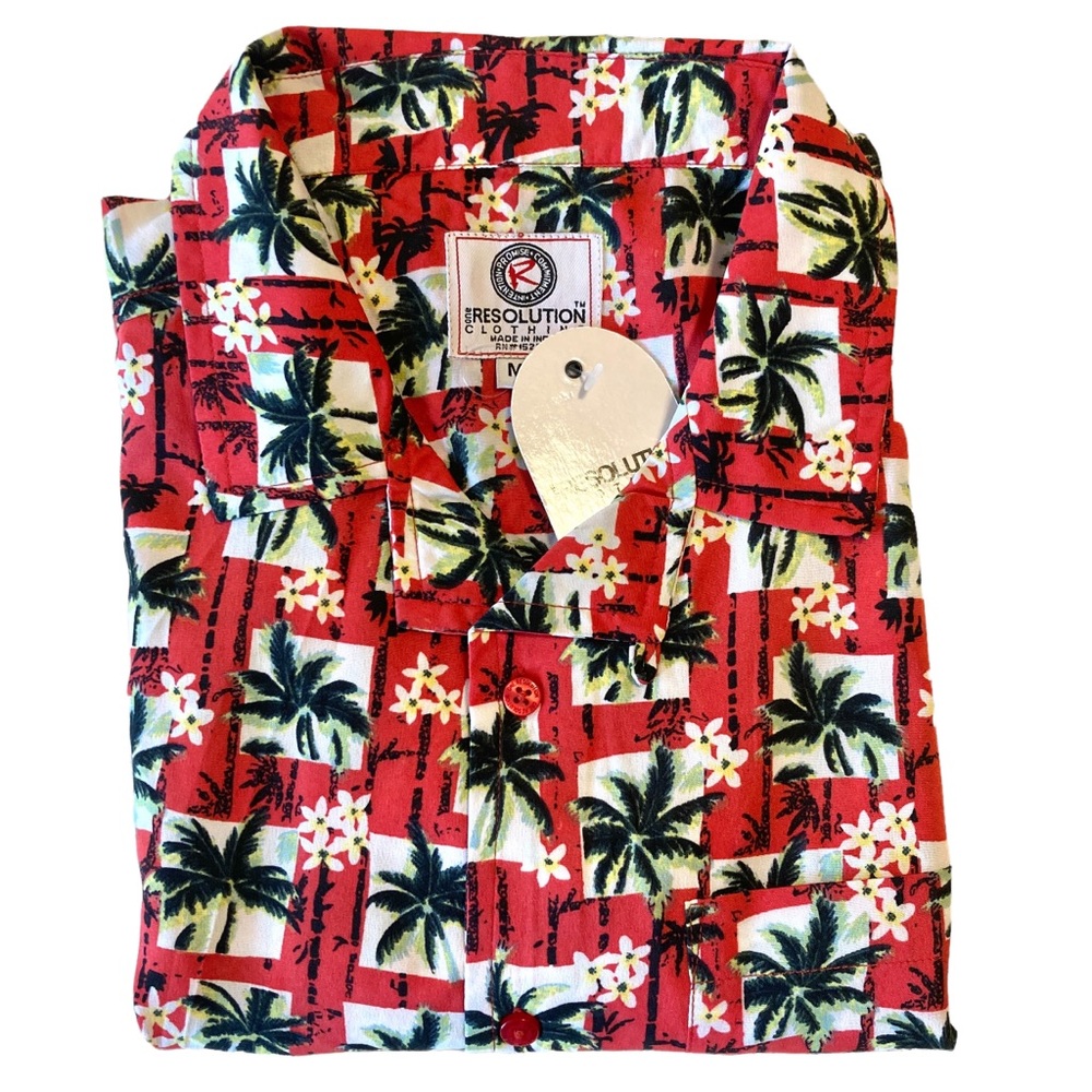 Mens Hawaiian shirt one Resolution clothing Palm tree aloha flower size M medium